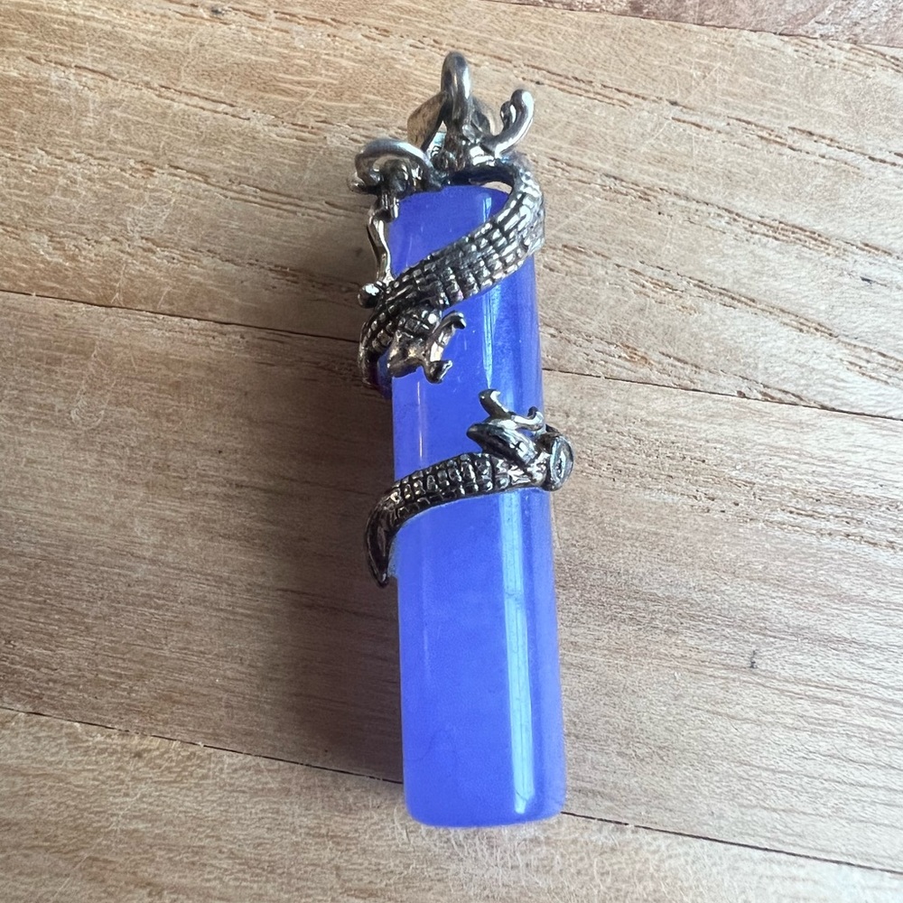Dragon Pendant 925 Sterling Silver Energy Reiki purple Crystal